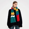 Écharpe épaisse en maille mohair avec rayures multicolores vives et texture douillette - Patchwork Arc-en-ciel