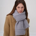 Bufanda de punto grueso lila para mujer, pañuelo de cuello cálido de invierno liso - Gris Claro Nieve