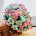 Handgemaakt gehaakt bloemenboeket in roze en muntgroen voor huisdecoratie - Roze en Lichtgroene Bloemen / 80cm