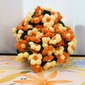 Handgemaakte gehaakte deken met gelaagde gele en oranje gebreide bloemen details - Oranje en Gele Bloemen / 80cm