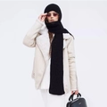 Unisex black knitted winter set featuring a warm beanie hat and a long ribbed scarf - Ink Black