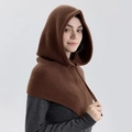 Passamontagna in maglia marrone scuro con coulisse regolabile per calore invernale - Marrone Caffè