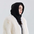 Classic black wool blend balaclava hat with ribbed knit texture for winter warmth - Black