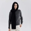 Elegante sciarpa con cappuccio in maglia nera da donna per un caldo inverno di stile - Nero