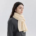 Sciarpa in maglia bianco crema per uomo e donna con etichetta decorativa tessuta - Albicocca Chiaro