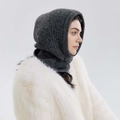 Passamontagna classico in misto lana grigio scuro con trama a maglia spessa per l'inverno - Grigio scuro