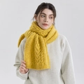 Bright yellow chunky cable knit scarf for women made of thick warm wool blend fabric - Fresh Yellow