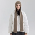 Sciarpa con cappuccio in maglia marrone con trama a coste per il calore invernale - Cachi
