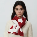 Chic knit cashmere-style scarf with red and white polka dot pattern for women - JH812 Knitted Polka Dot Red