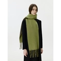 Grasgrüner Wollschal mit dicken Fransen und weicher Mohair-Textur für Damen - Avocado
