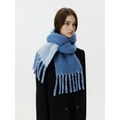 Schicker blauer Mohair-Wollschal mit dicken Fransen für Damen im Winter-Accessoire - Dunkelblau