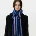 Sciarpa a righe rosa e blu in misto lana con texture soffice per il calore invernale - Blu viola