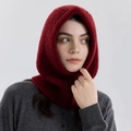 Passamontagna da donna in misto lana bordeaux per protezione invernale calda - Rosso Prugna