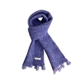 Écharpe en maille de laine violette avec finitions à franges et étiquette tissée - Bleu violet