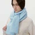 Soft light blue wool blend knit scarf with ribbed texture for winter warmth - Clear Sky Blue (With Label)