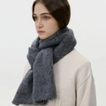 Minimalist wool-blend knitted scarf in deep grey for cozy winter warmth - Coal Gray (With Label)