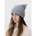 Berretto in misto lana grigio con orecchie da gatto e trama in maglia spessa unisex - Grigio Ghiaccio