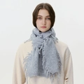 Écharpe en maille de laine mélangée gris moyen avec franges pour hommes et femmes - Gris clair