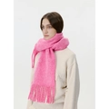 Sciarpa lunga rosa vivace con trama in mohair soffice e dettagli di frange - Rosa Nettare