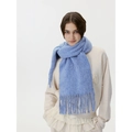 Sciarpa classica in maglia azzurra con morbide frange per il calore e comfort invernale - Blu Notte Stellata