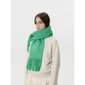 Classica sciarpa verde brillante in tinta unita con nappe in morbida maglia felpata - Verde Smeraldo