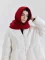 Vibrant red ribbed knitted balaclava hood scarf for men and women in winter style - Red
