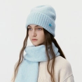 Set berretto e sciarpa lavorati a maglia celeste in morbido mohair per il caldo invernale - Azzurro Chiaro