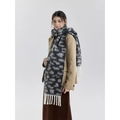 Écharpe en tricot léopard gris avec franges pour chaleur hivernale et style élégant - Léopard Noir et Gris