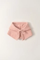 Pink rib-knit hooded neck warmer with decorative drawstring and soft wool texture - Pink