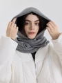 Knitted grey balaclava hood scarf for men and women featuring premium ribbed texture details - Medium Grey