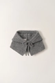 Chic grey knitted balaclava shawl with coarse ribbed texture and adjustable front ties - Gray