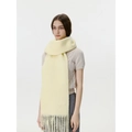 Pale yellow classic winter scarf with elegant soft fringes and fuzzy warm texture - Light Primrose Yellow