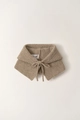 Oatmeal knit balaclava with bow detail and soft mohair texture for winter fashion - Khaki
