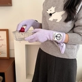 Lavendelfarbene Rippstrick-Handschuhe mit Schleife und Herz-Logo für den Winter - Hellviolett