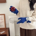 Königsblaue Strickhandschuhe mit Schleife und Touchscreen-Funktion für warme Winter - Saphirblau