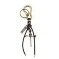 Vintage Bronze-Meerjungfrau-Schlüsselanhänger mit schwarzem Lederband und Totenkopf - Totenkopf Kreuz