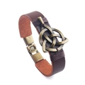 Retro Keltischer Dreifaltigkeitsknoten geflochtenes Lederarmband in Dunkelbraun mit Bronze - Brauner Keltischer Knoten Stil (QNW2889-2)
