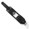 Black leather cuff watch strap with silver stainless steel buckle for Apple Watch - 42mm/44mm Black