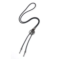 Cravatta bolo cobra vintage con cordino in pelle nera intrecciata e ciondolo a serpente - Argento Antico