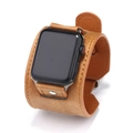 Brown leather cuff watch band with vintage texture and silver buckle for Apple Watch - 38mm/40mm Yellow