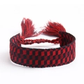 Handgewebtes Boho-Armband in Rot und Schwarz mit geometrischem Muster und Quasten - Rot-Schwarzes Geometrisches Muster (QNW2884-2)