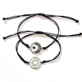 Leuchtende Sonne und Mond Partnerarmbänder mit verstellbarer schwarzer Kordel - Weiß