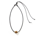Collana minimalista con occhio di tigre e cordino nero intrecciato regolabile da donna - Occhio di tigre