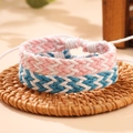 Handmade woven cotton rope friendship bracelets in pink and blue with adjustable buckle - Two-tone Handmade Woven Style (sx031)