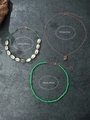 Collana multistrato bohémien con perline verdi e ciondoli a conchiglia dorati - Collana di Conchiglie Verde