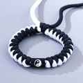 Pulsera tejida a mano Tai Chi Yin Yang con diseño de cordón trenzado en blanco y negro - Tai Chi Bagua (Pulsera Tai Chi) / Negro & Blanco