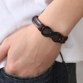 Herren Lederarmband im Punk-Stil mit schwarzem Infinity-Symbol und verstellbarem Seil - Unendlichkeitsstil