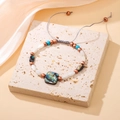 Natural abalone shell square charm bracelet with colorful beads and adjustable grey cord - Square