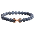 Beaded bracelet featuring blue dragon vein agate stones and rose gold zircon accents - Howlite