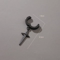 Boucle d'oreille punk noire en acier inoxydable avec pendentif étoile de 4,3 cm de long - Boucles d'oreilles croix